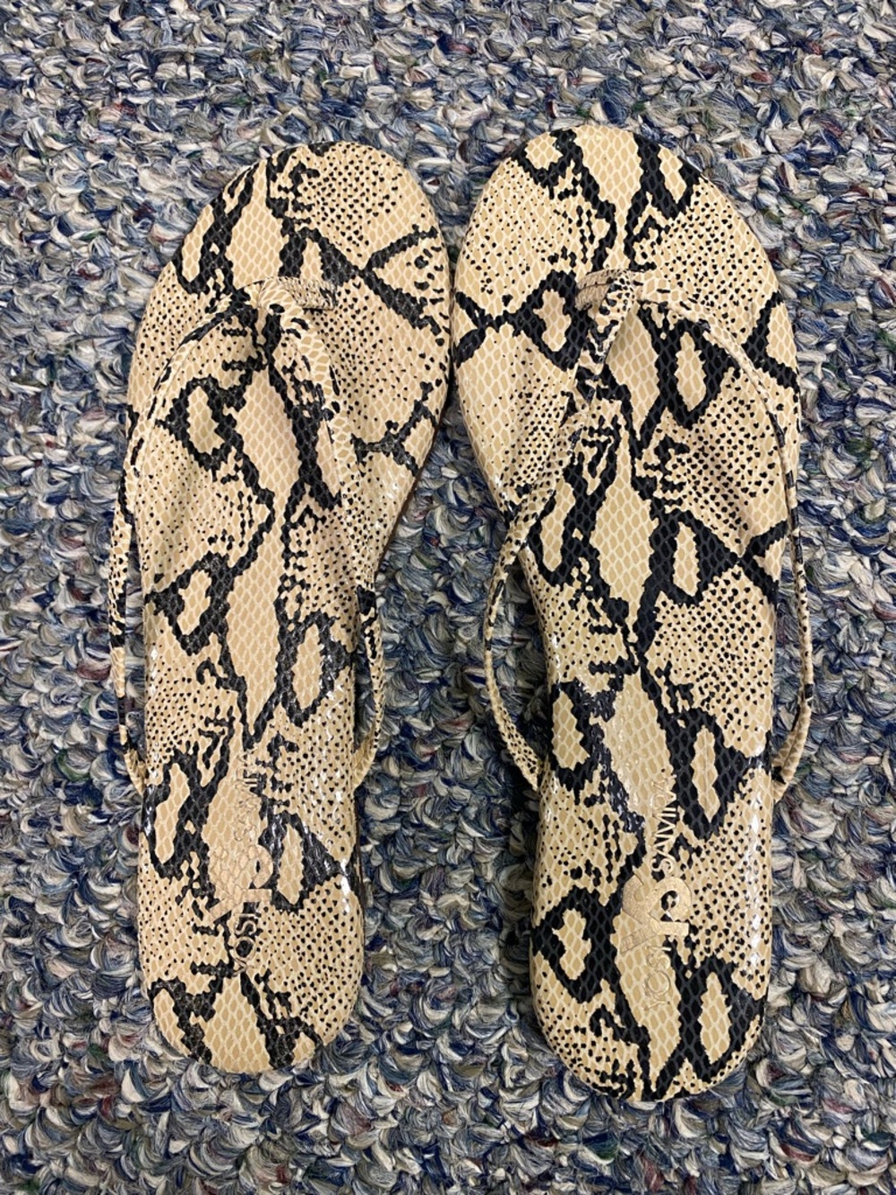 Yosi Samra Snake Print Flip Flop Sandals - Beige & Black - Picture 2 of 5